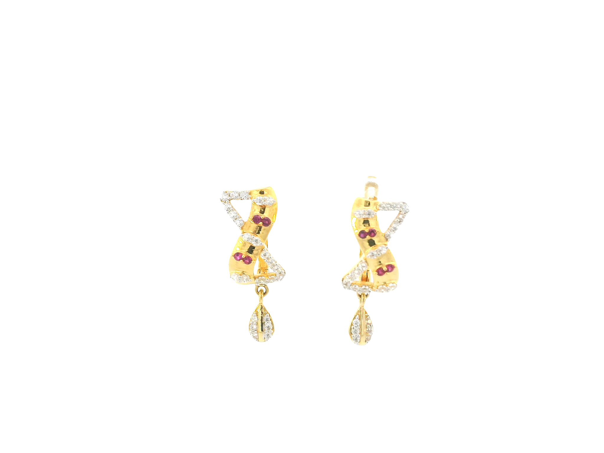 18K Yellow Gold Hoop Earrings with Cubic Zirconia