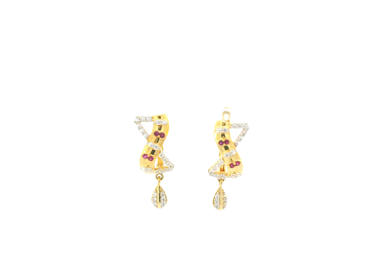 18K Yellow Gold Hoop Earrings with Cubic Zirconia