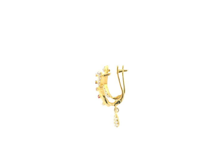 18K Yellow Gold Hoop Earrings with Cubic Zirconia