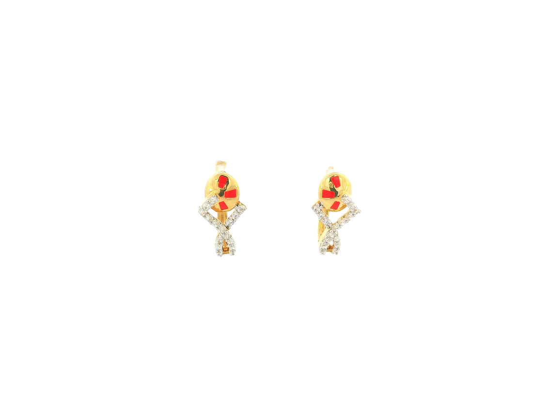 18K Yellow Gold Hoop Earrings with Cubic Zirconia