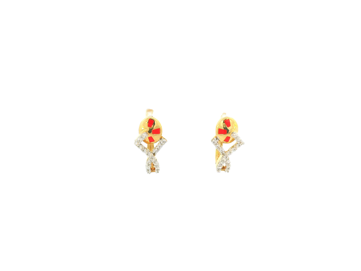 18K Yellow Gold Hoop Earrings with Cubic Zirconia