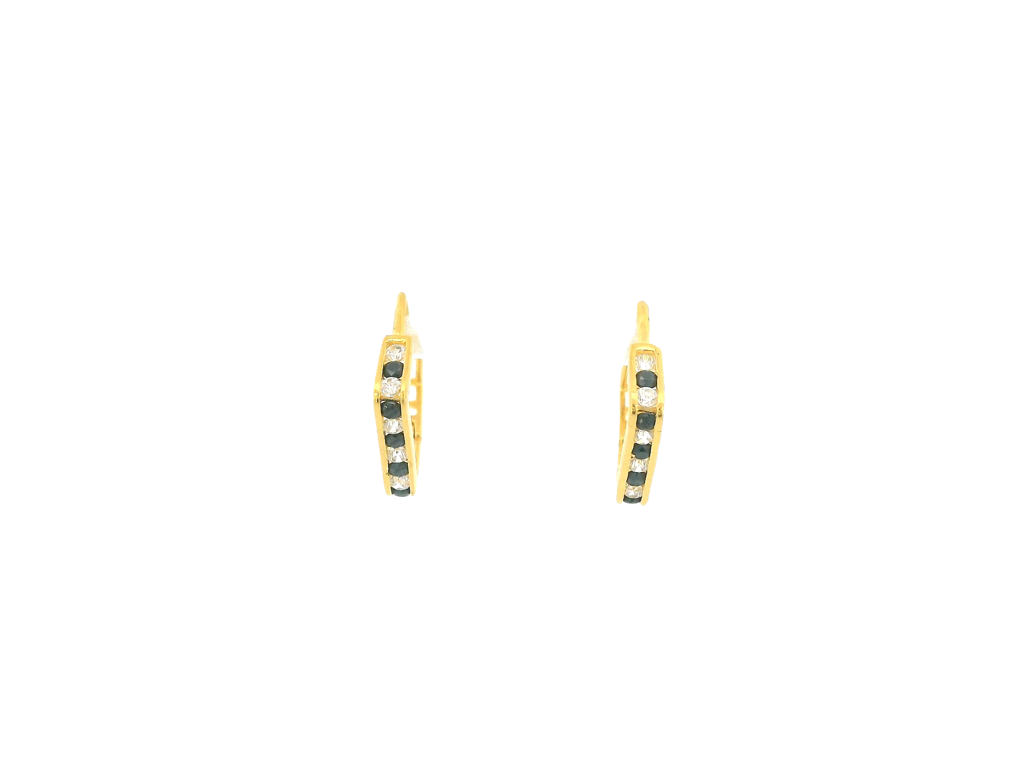 18K Yellow Gold Hoop Earrings with Cubic Zirconia