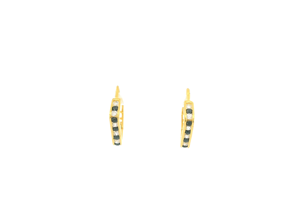18K Yellow Gold Hoop Earrings with Cubic Zirconia