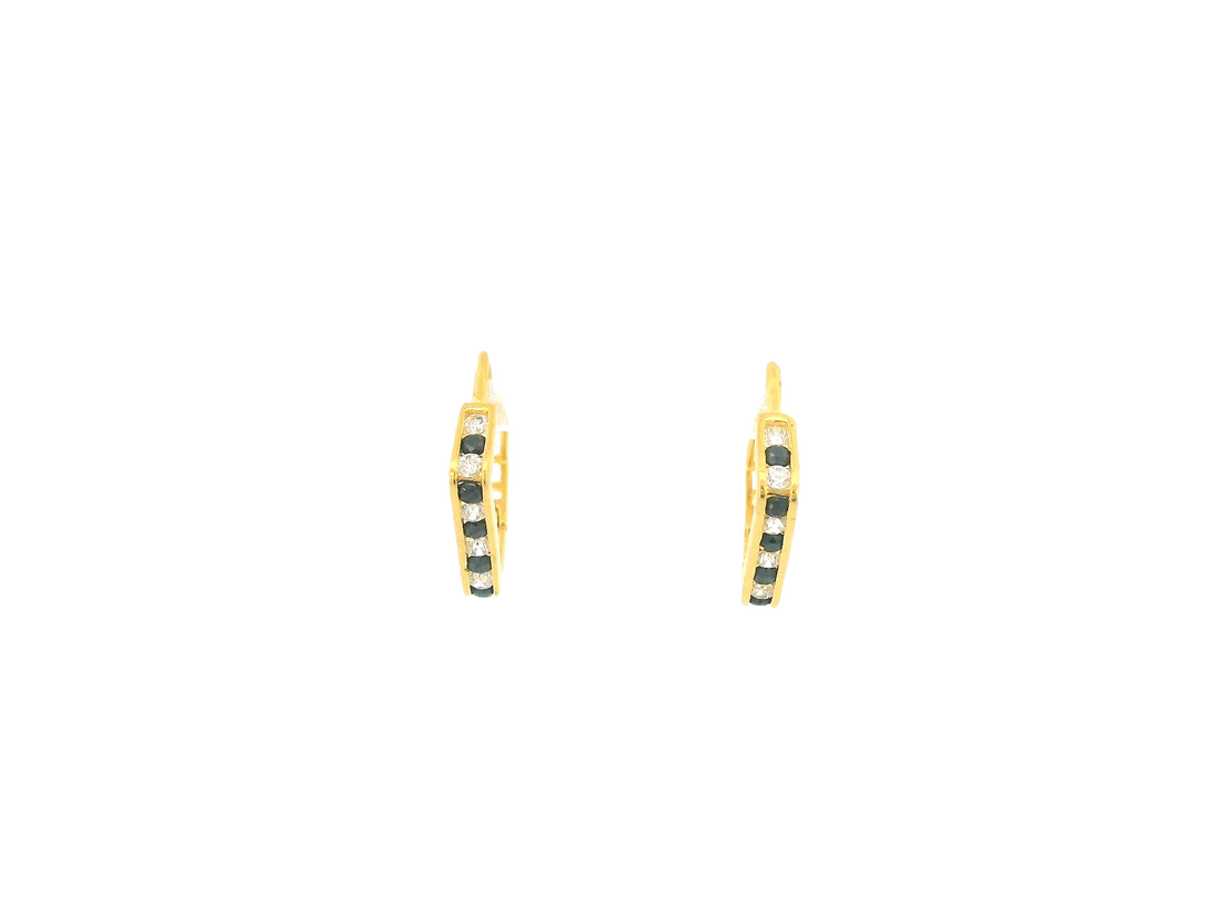 18K Yellow Gold Hoop Earrings with Cubic Zirconia
