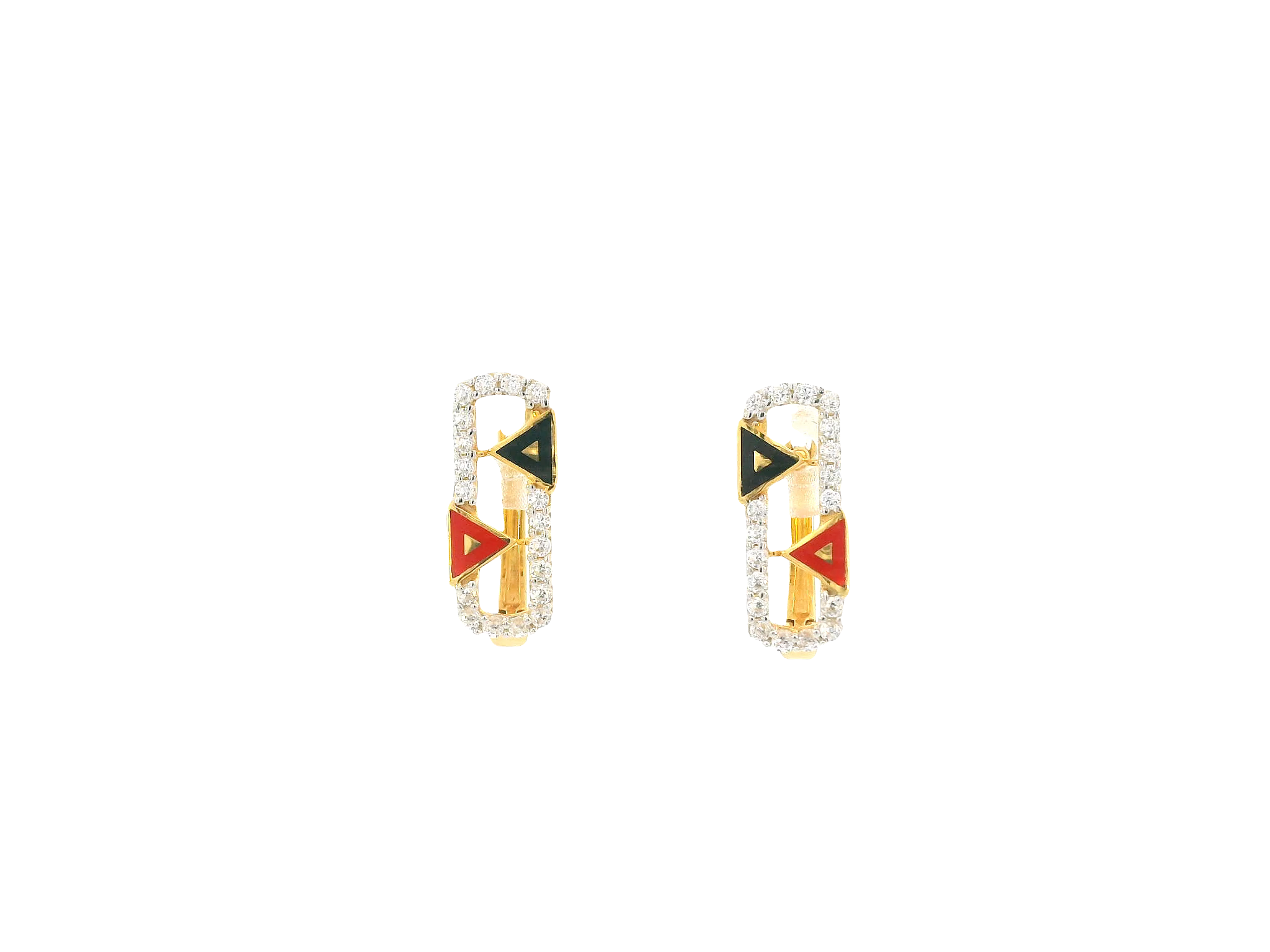 18K Yellow Gold Hoop Earrings with Cubic Zirconia