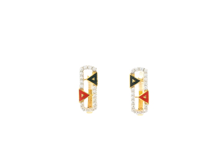 18K Yellow Gold Hoop Earrings with Cubic Zirconia