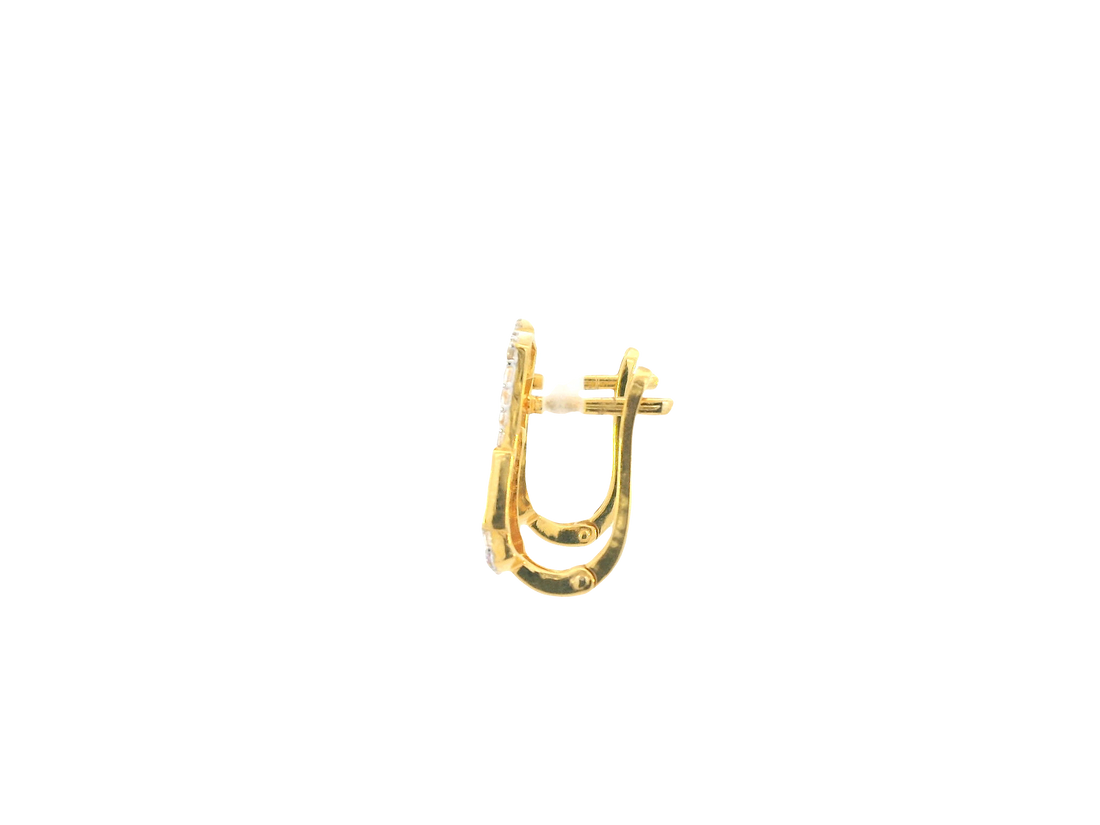 18K Yellow Gold Hoop Earrings with Cubic Zirconia