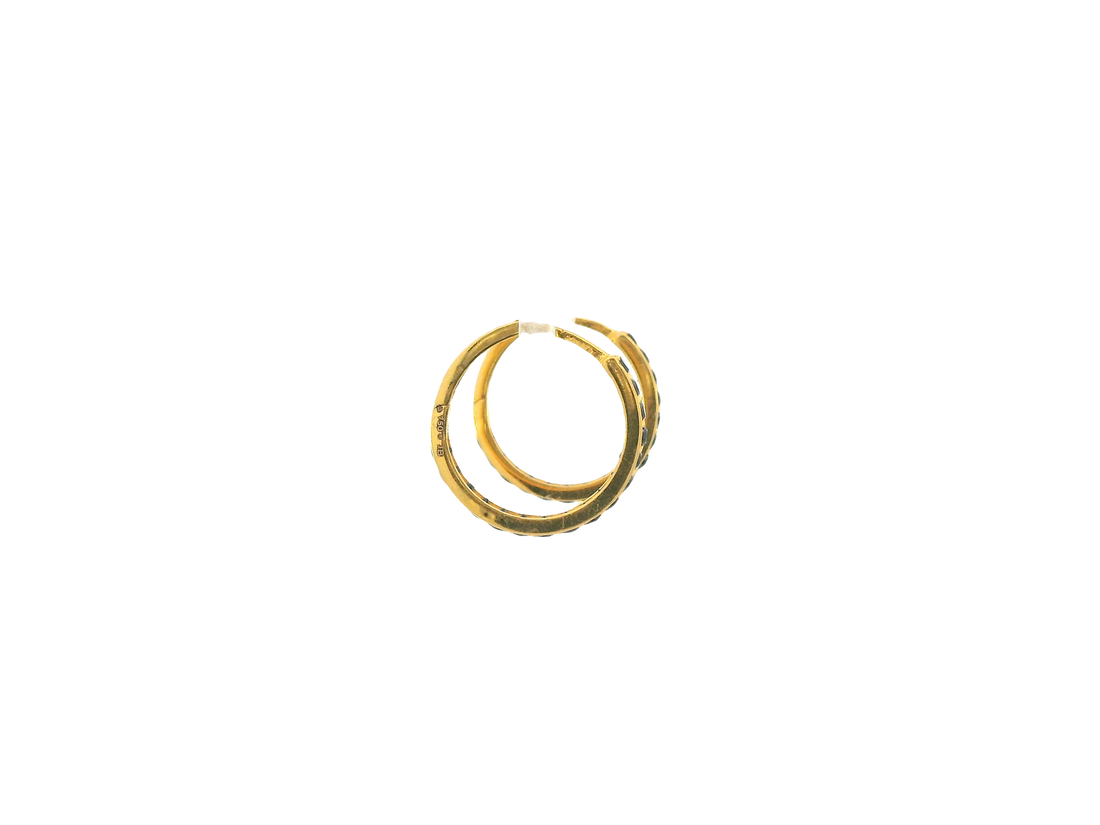 18K Yellow Gold Hoop Earrings with Cubic Zirconia
