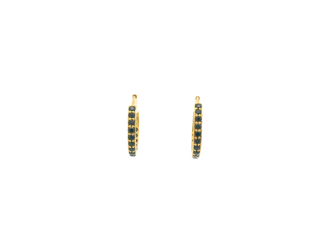 18K Yellow Gold Hoop Earrings with Cubic Zirconia
