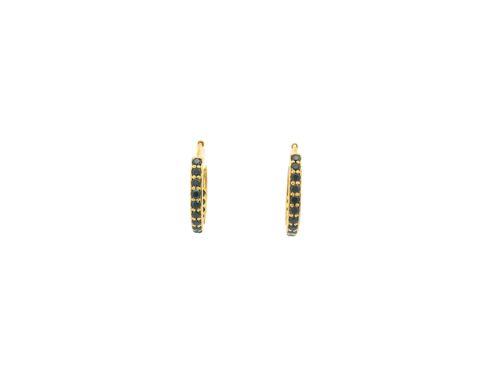 18K Yellow Gold Hoop Earrings with Cubic Zirconia