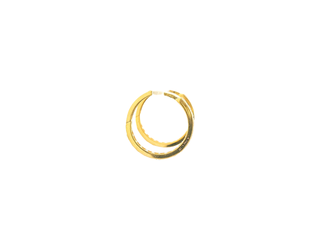 18K Yellow Gold Hoop Earrings with Cubic Zirconia
