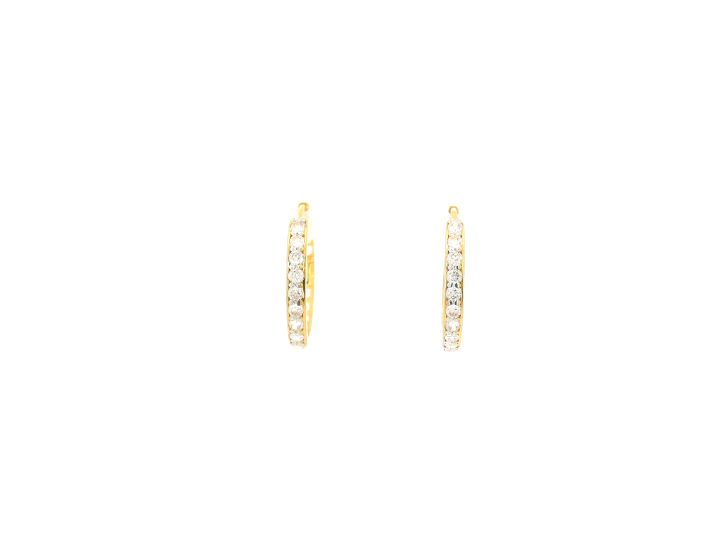 18K Yellow Gold Hoop Earrings with Cubic Zirconia