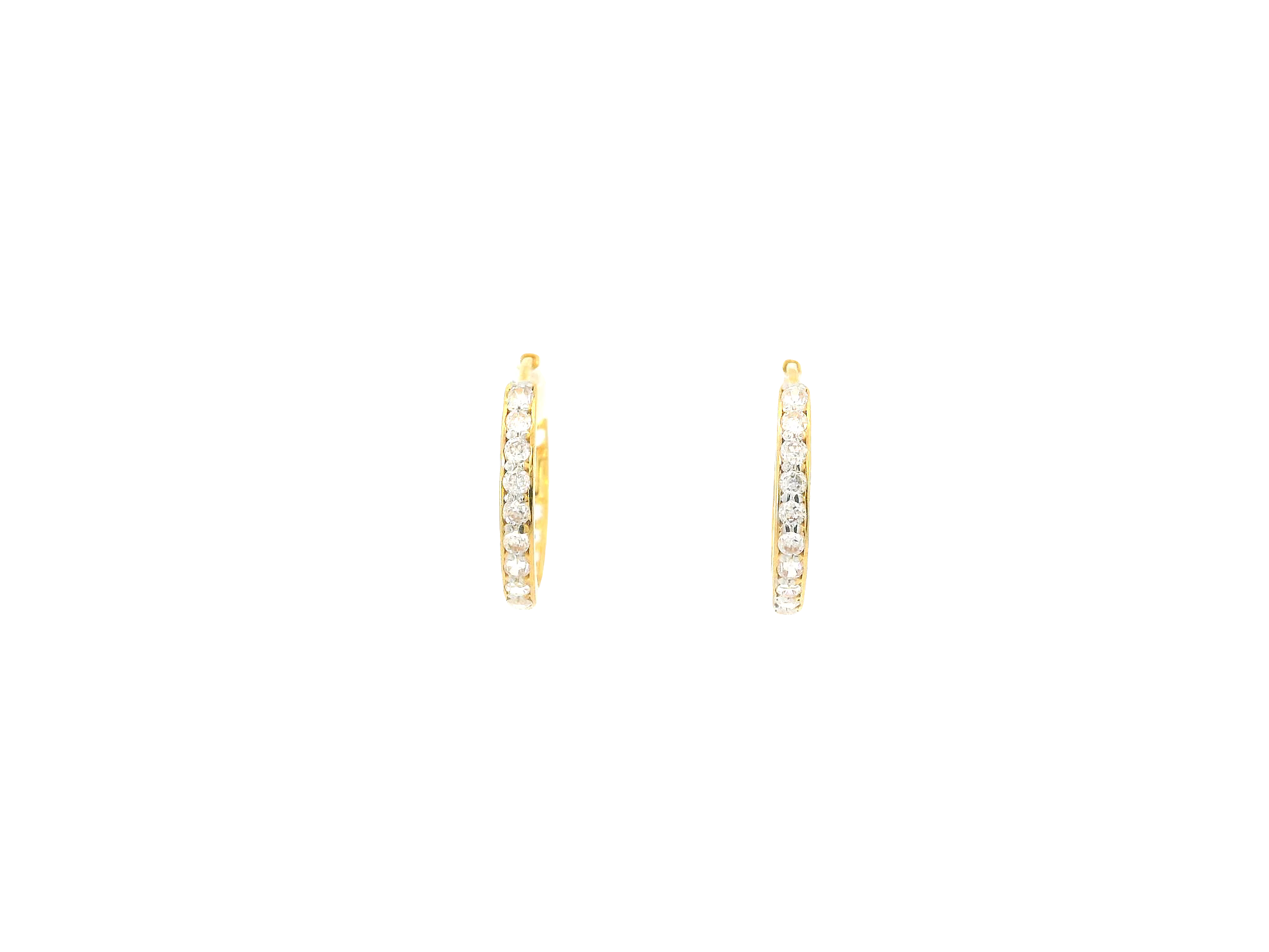 18K Yellow Gold Hoop Earrings with Cubic Zirconia