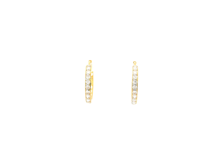 18K Yellow Gold Hoop Earrings with Cubic Zirconia