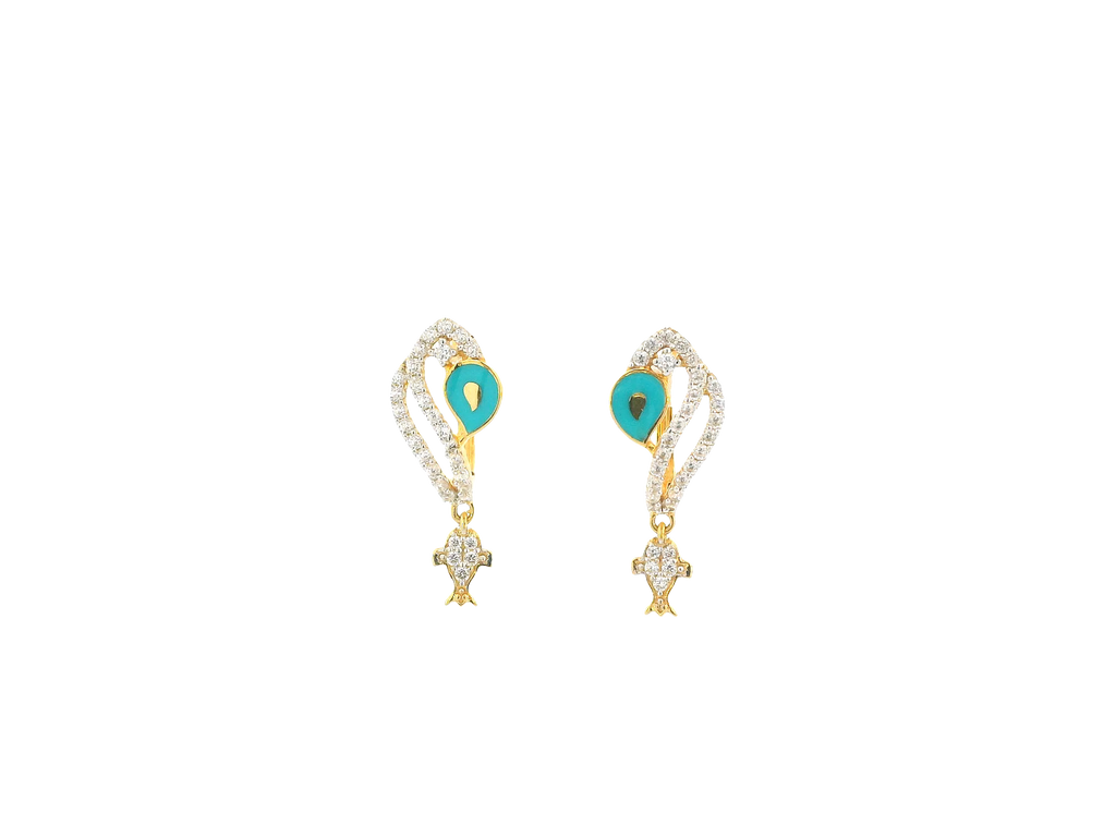18K Yellow Gold Hoop Earrings with Cubic Zirconia