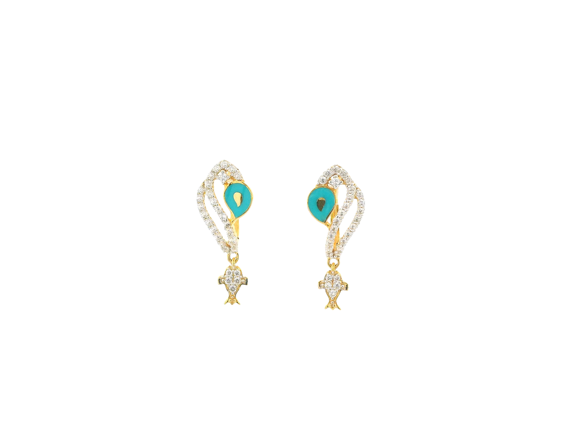 18K Yellow Gold Hoop Earrings with Cubic Zirconia