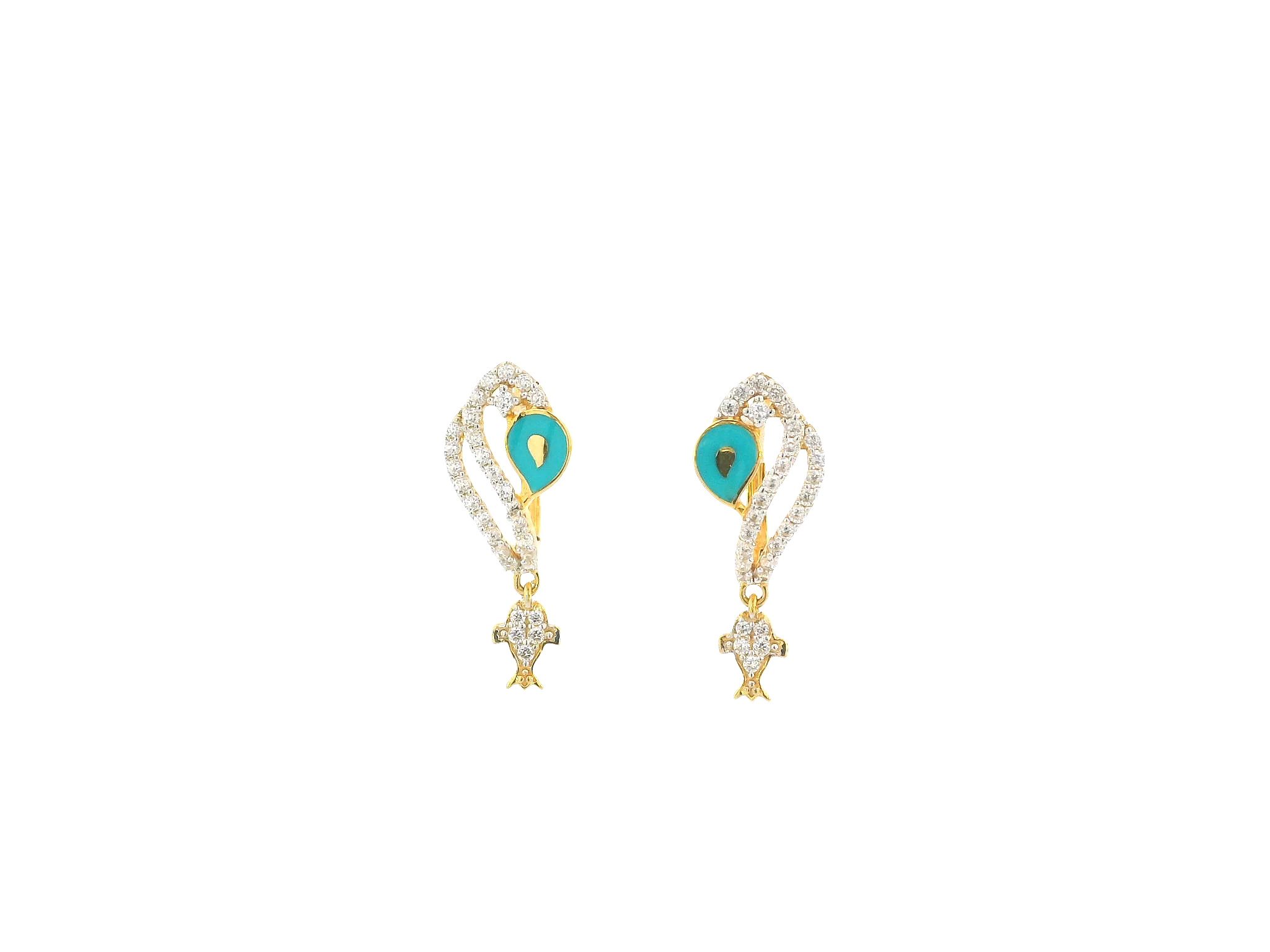 18K Yellow Gold Hoop Earrings with Cubic Zirconia