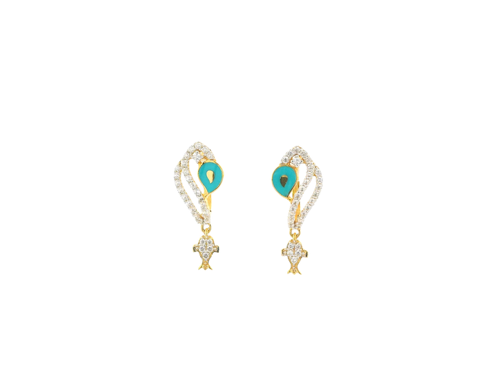 18K Yellow Gold Hoop Earrings with Cubic Zirconia