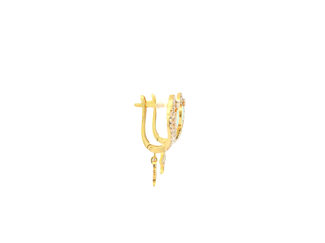 18K Yellow Gold Hoop Earrings with Cubic Zirconia