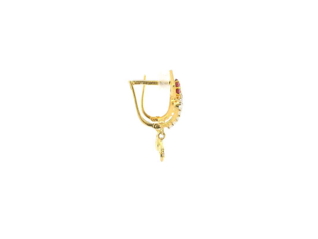 18K Yellow Gold Hoop Earrings with Cubic Zirconia