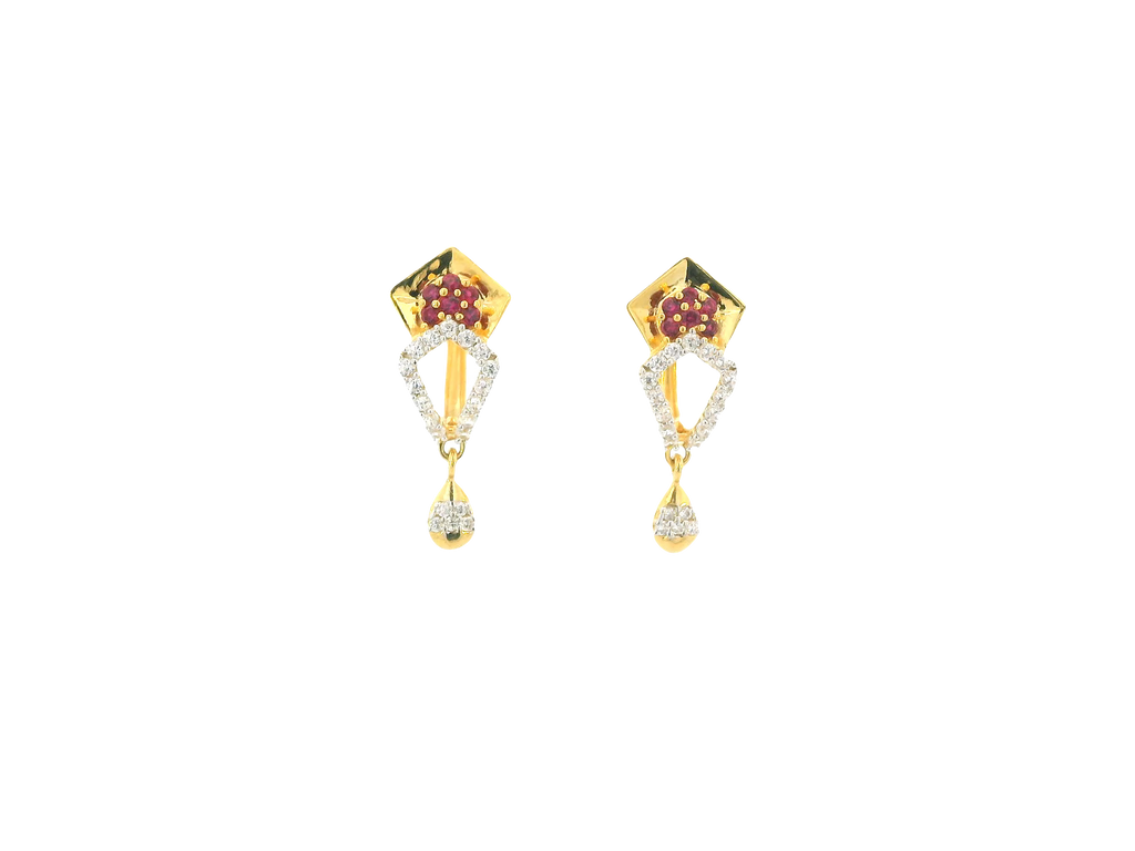 18K Yellow Gold Hoop Earrings with Cubic Zirconia