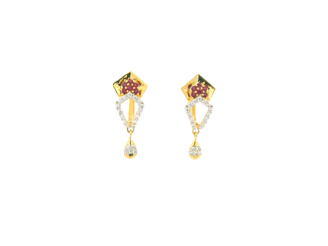 18K Yellow Gold Hoop Earrings with Cubic Zirconia