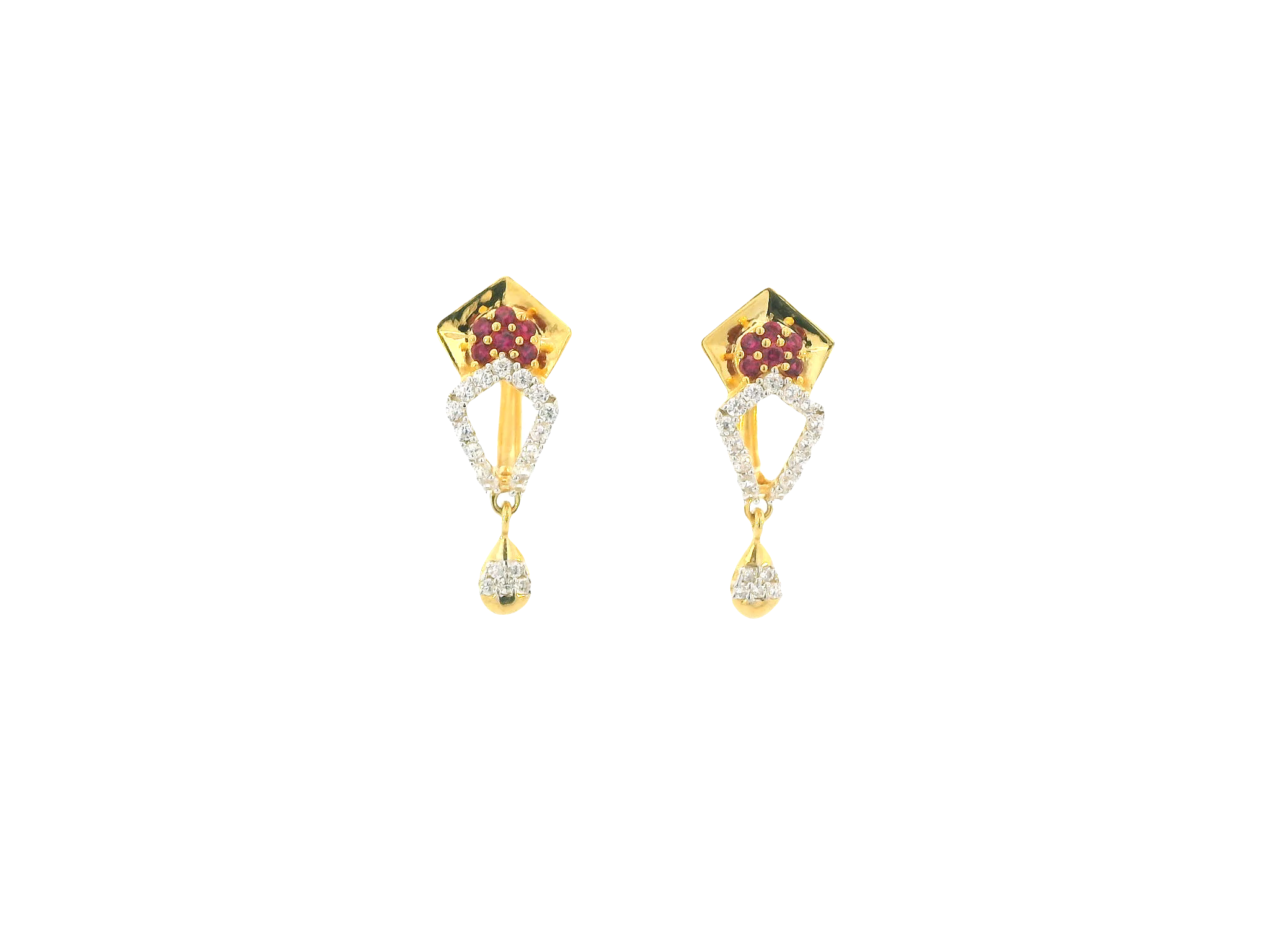 18K Yellow Gold Hoop Earrings with Cubic Zirconia