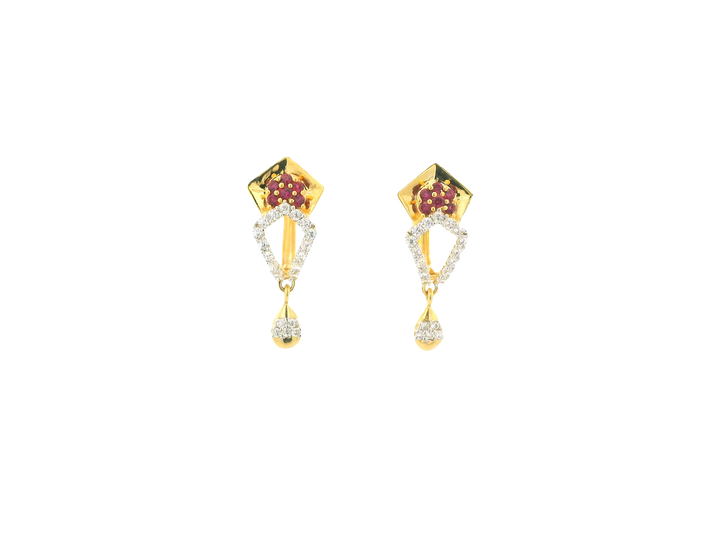 18K Yellow Gold Hoop Earrings with Cubic Zirconia