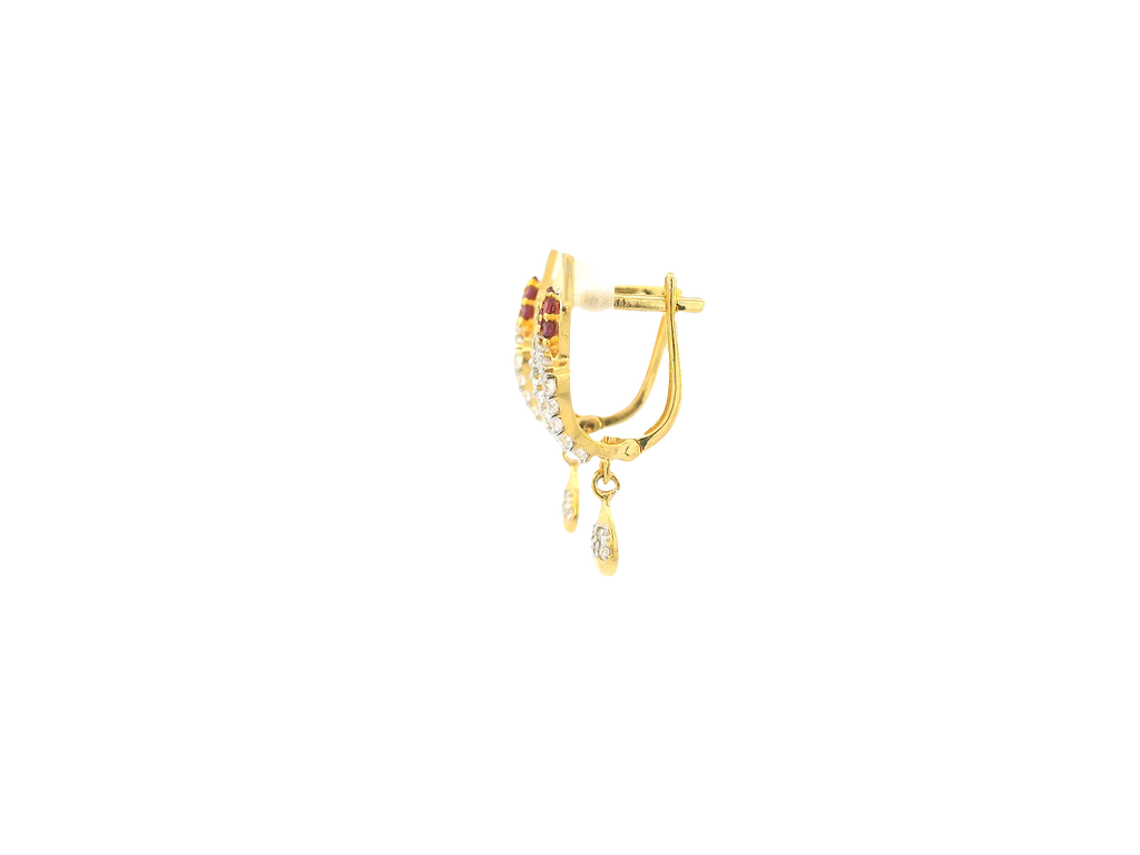 18K Yellow Gold Hoop Earrings with Cubic Zirconia