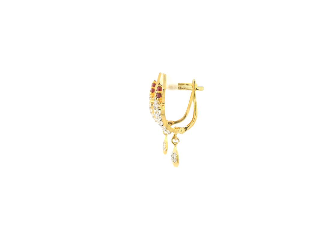 18K Yellow Gold Hoop Earrings with Cubic Zirconia