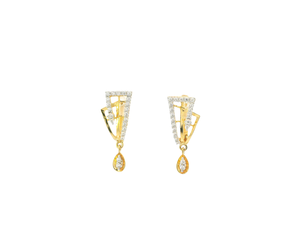 18K Yellow Gold Hoop Earrings with Cubic Zirconia