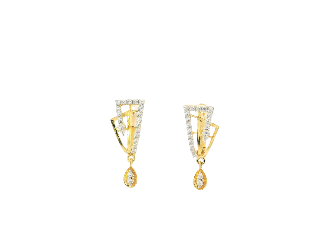 18K Yellow Gold Hoop Earrings with Cubic Zirconia
