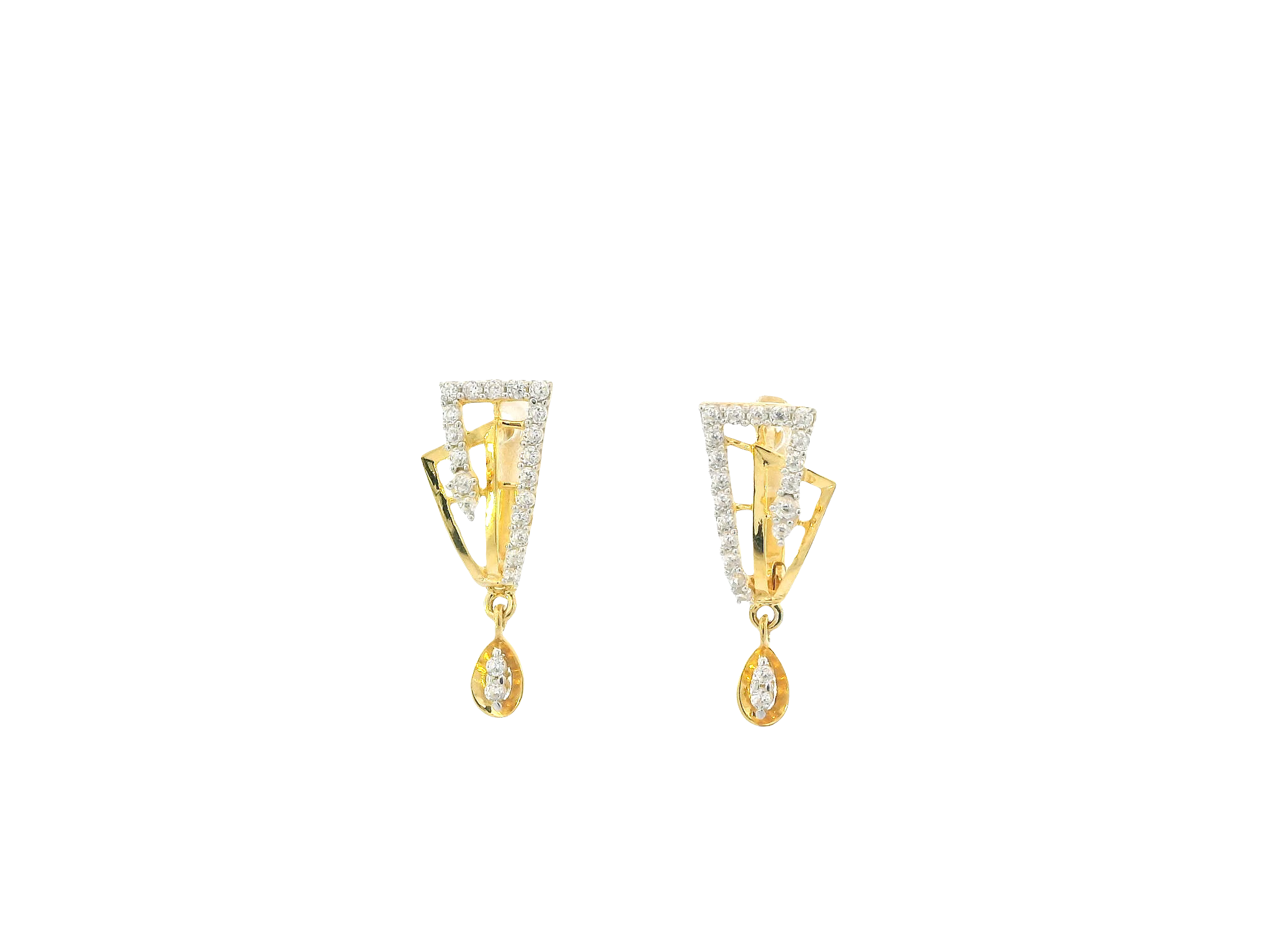 18K Yellow Gold Hoop Earrings with Cubic Zirconia