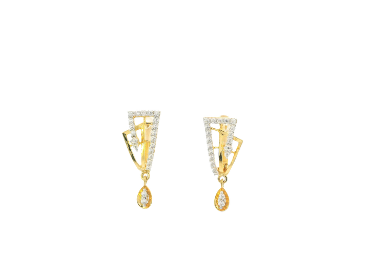 18K Yellow Gold Hoop Earrings with Cubic Zirconia