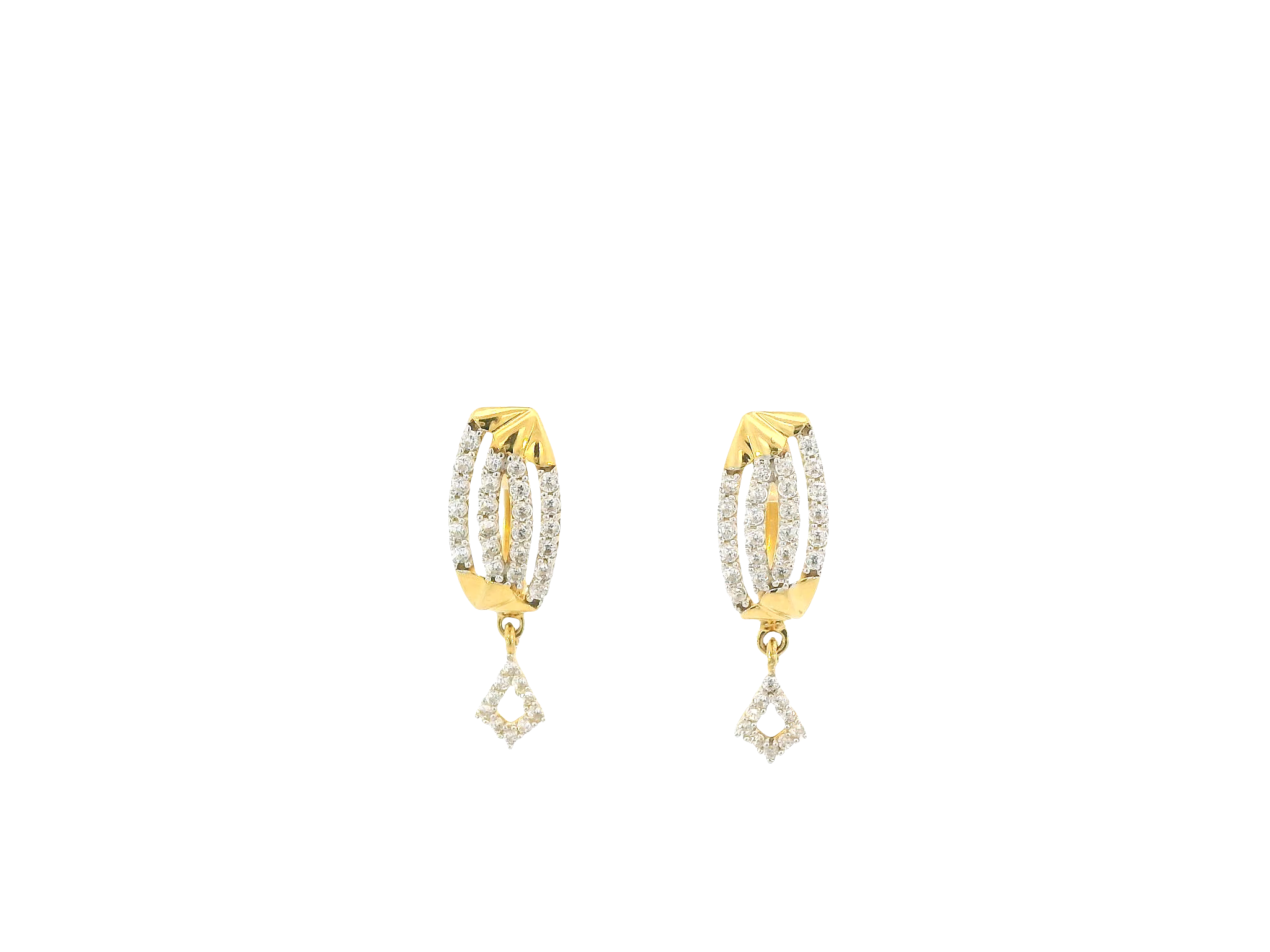 18K Yellow Gold Hoop Earrings with Cubic Zirconia