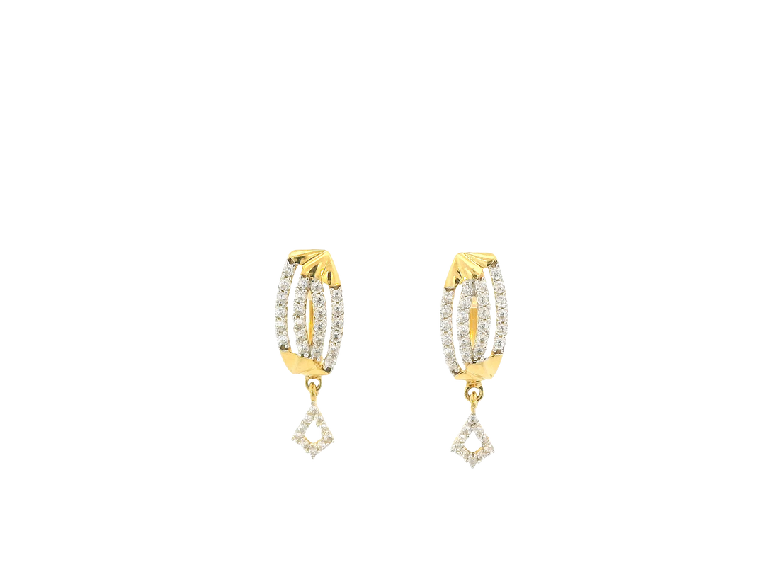 18K Yellow Gold Hoop Earrings with Cubic Zirconia