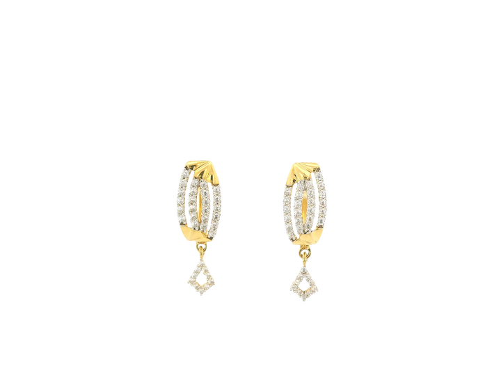 18K Yellow Gold Hoop Earrings with Cubic Zirconia