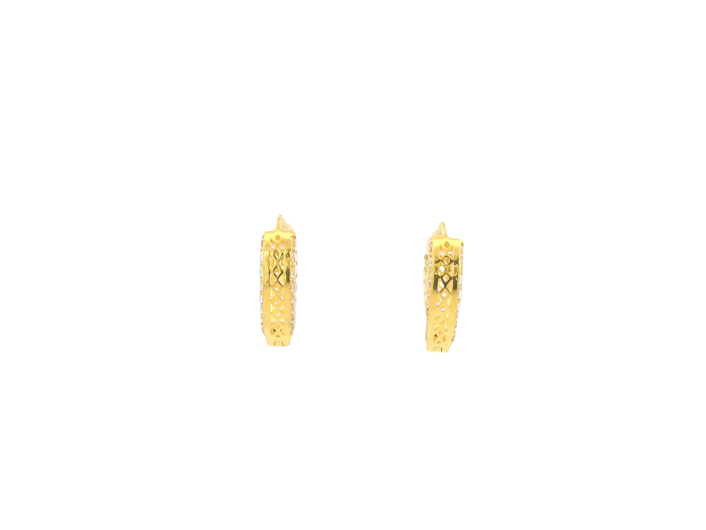 18K Yellow Gold Hoop Earrings with Cubic Zirconia