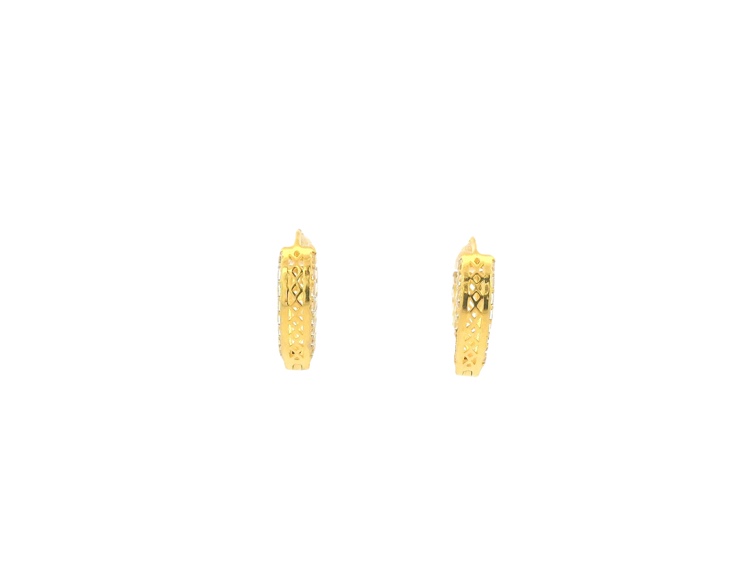 18K Yellow Gold Hoop Earrings with Cubic Zirconia