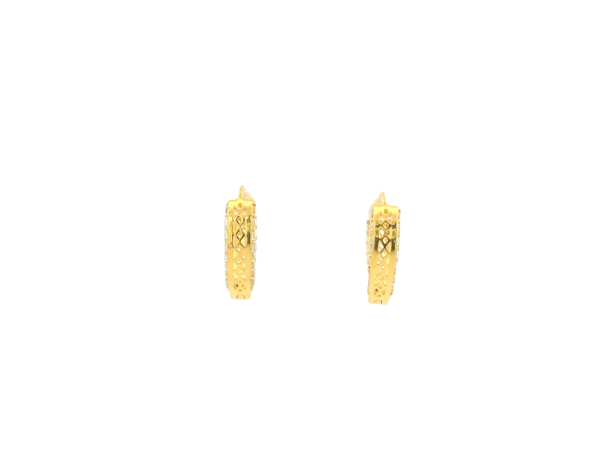 18K Yellow Gold Hoop Earrings with Cubic Zirconia