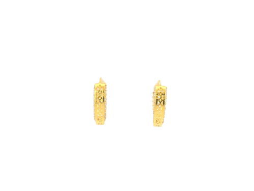 18K Yellow Gold Hoop Earrings with Cubic Zirconia