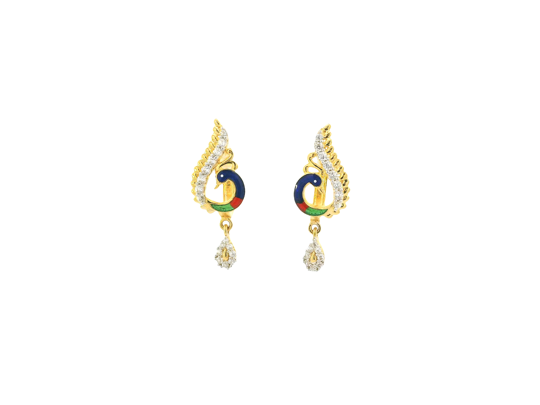 18K Yellow Gold Hoop Earrings with Cubic Zirconia