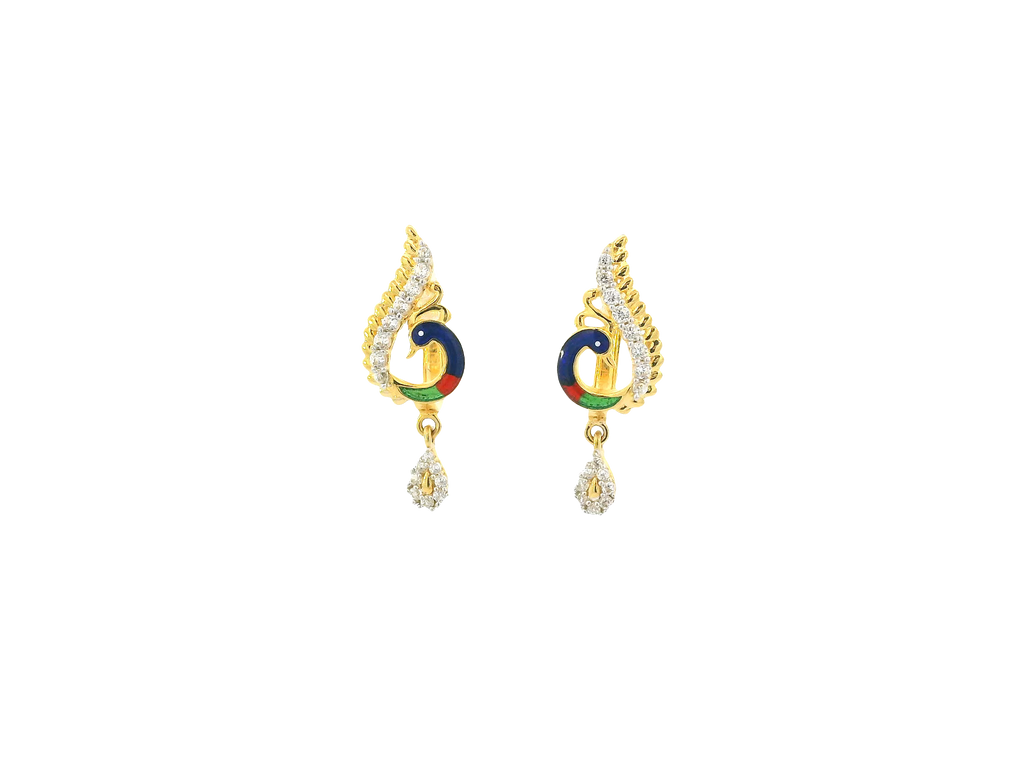 18K Yellow Gold Hoop Earrings with Cubic Zirconia