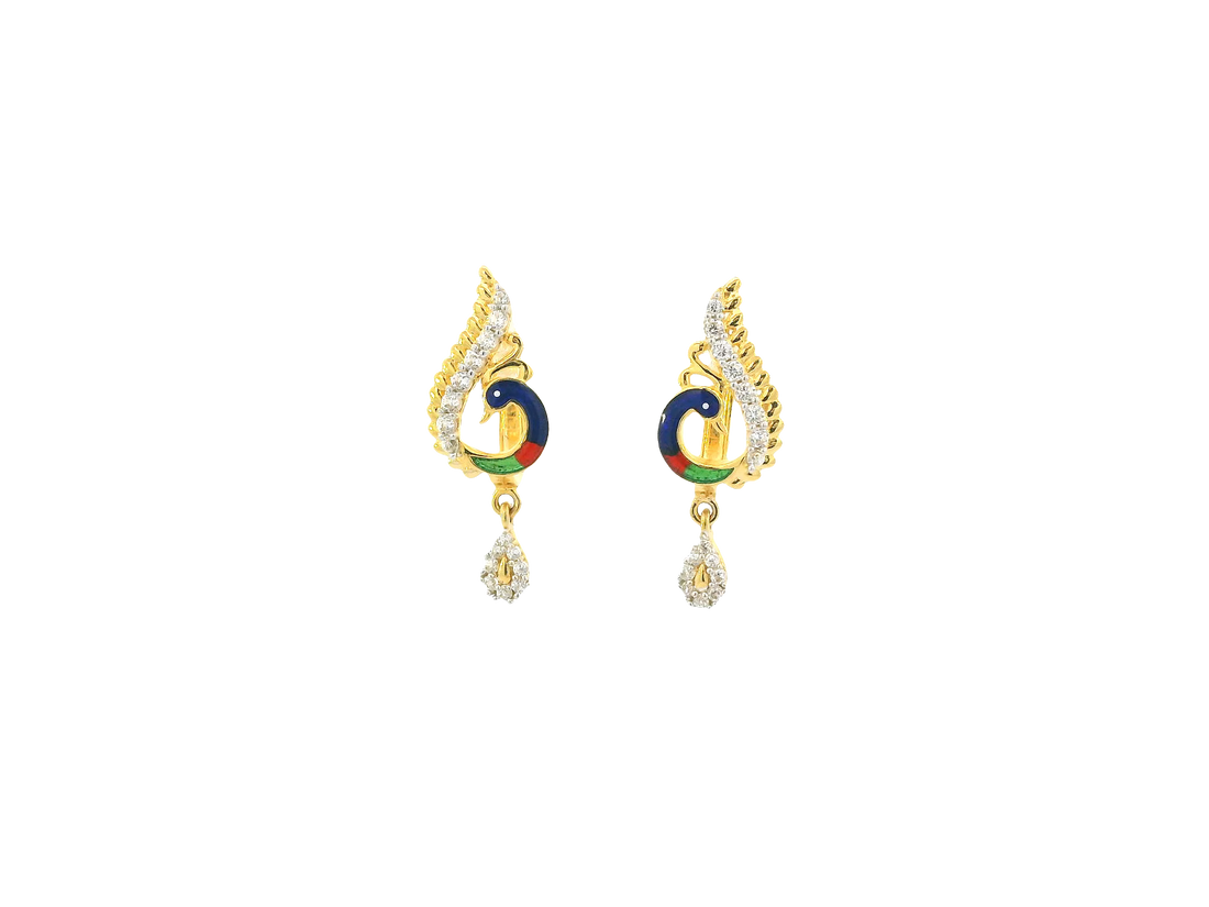 18K Yellow Gold Hoop Earrings with Cubic Zirconia