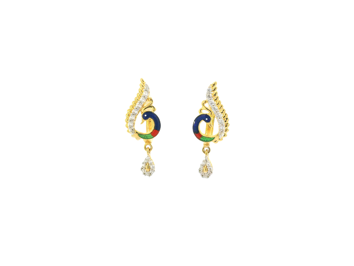 18K Yellow Gold Hoop Earrings with Cubic Zirconia