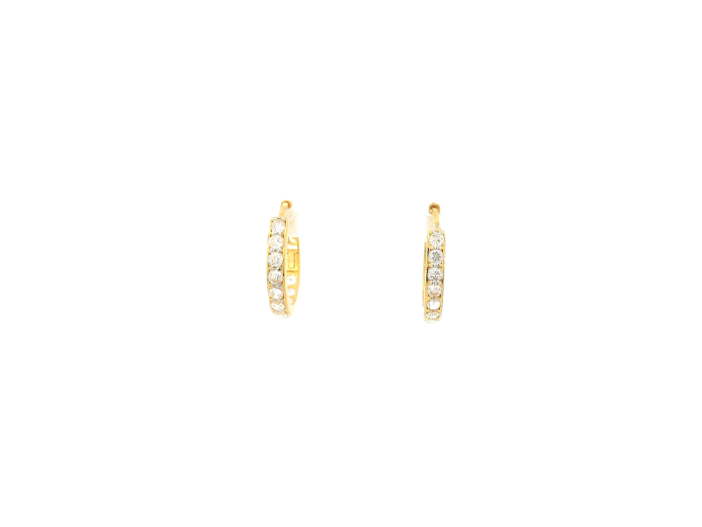18K Yellow Gold Hoop Earrings with Cubic Zirconia