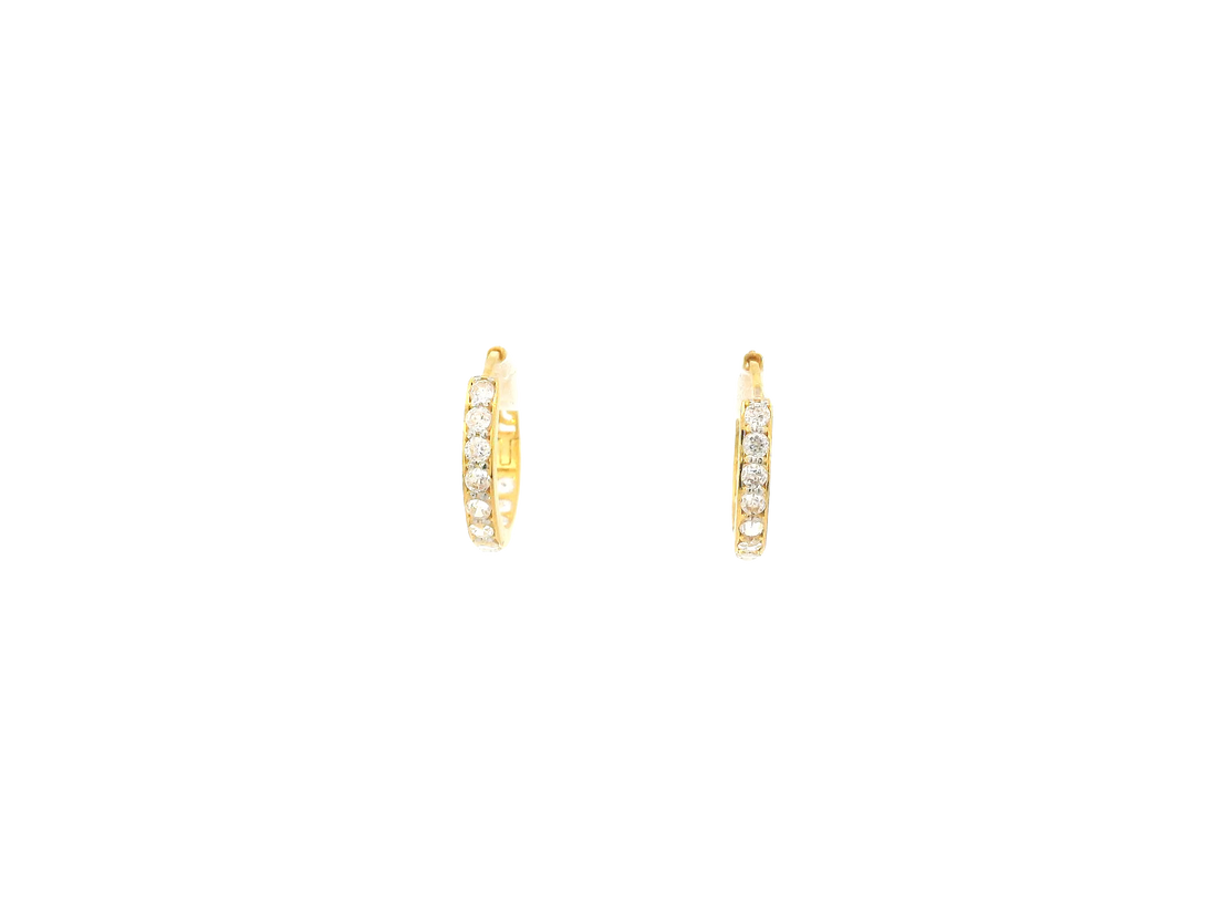 18K Yellow Gold Hoop Earrings with Cubic Zirconia