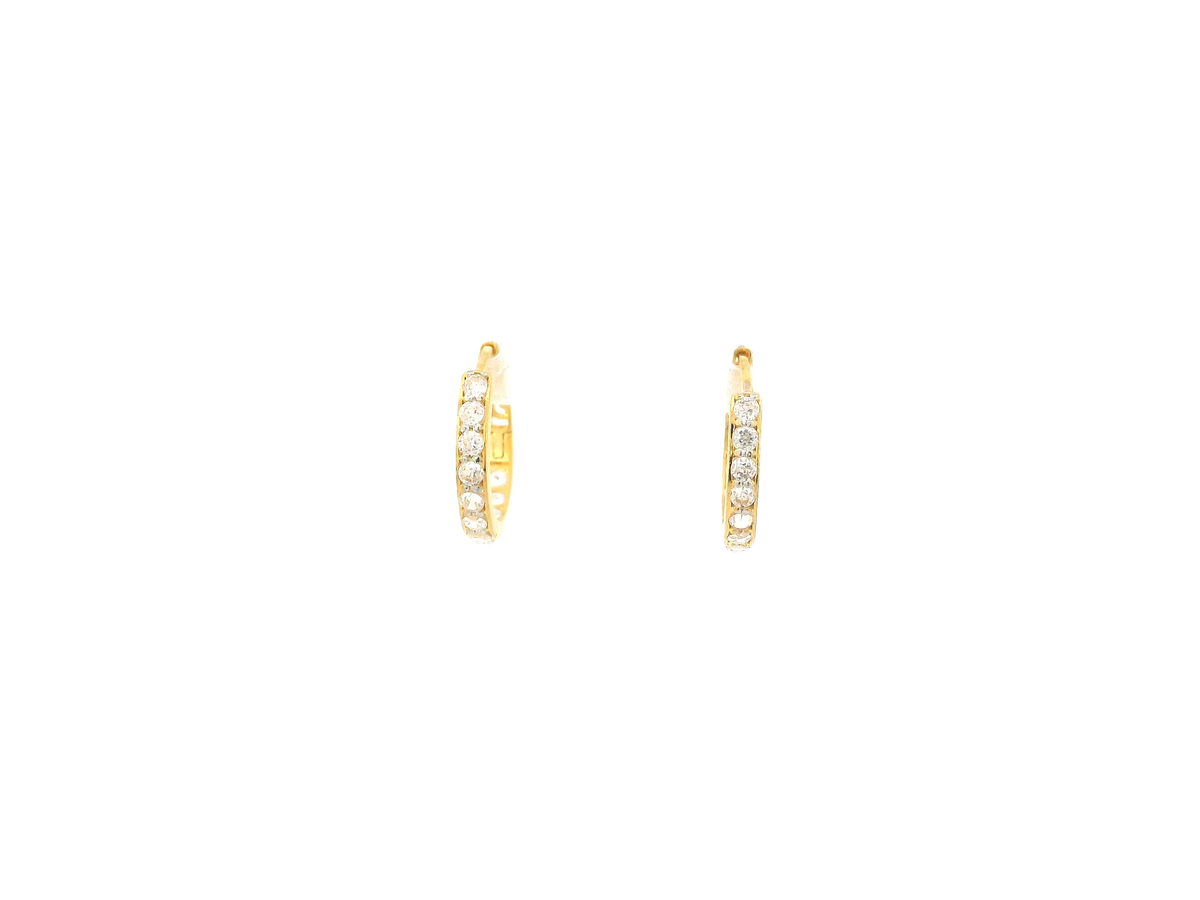 18K Yellow Gold Hoop Earrings with Cubic Zirconia