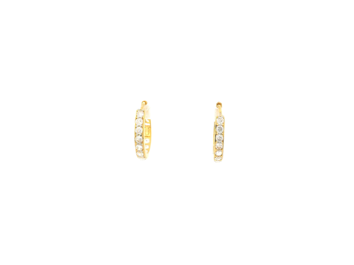 18K Yellow Gold Hoop Earrings with Cubic Zirconia
