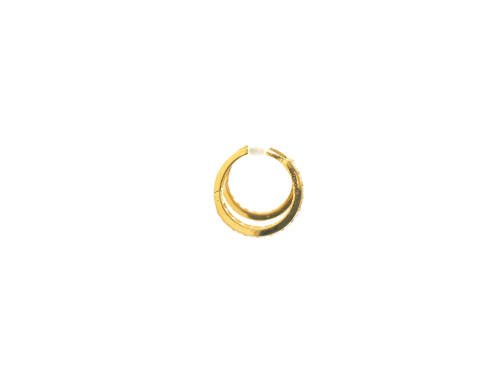 18K Yellow Gold Hoop Earrings with Cubic Zirconia